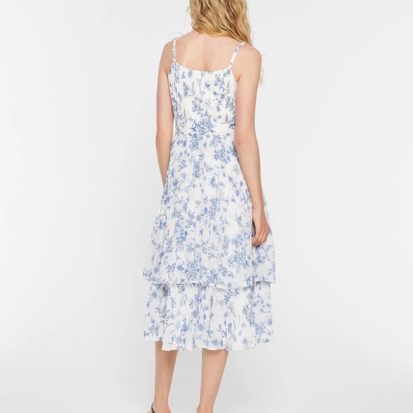 Printed Double Tiered Pleated Dress - New With Tags - NEVER WORN - White Ground - Picture 2 of 5